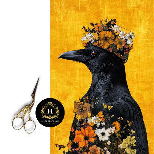 Vintage Bird Gothic Raven King Crown Decoupage  Tissue Paper