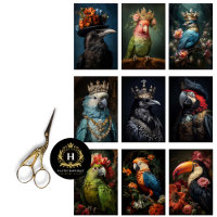 Vintage Bird Gothic Raven King Crown Decoupage