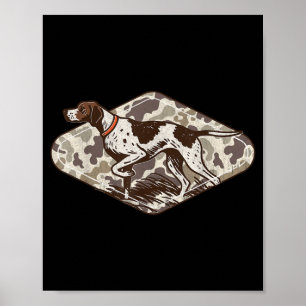 Vintage Bird Hunting Dog Pointer Fall Camo Duck Poster
