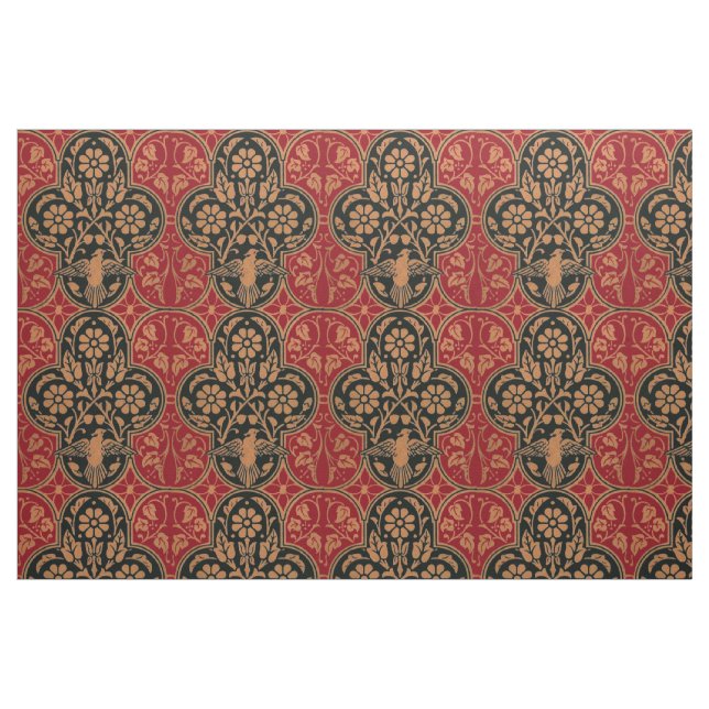 Vintage Bird In Floral Vine Pattern Fabric (Fat Quarter)