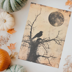Vintage Bird in Tree & Moon Decoupage  Tissue Paper