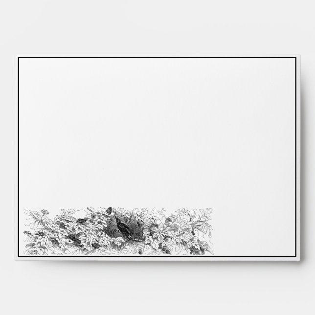 Vintage Bird in vine black and white Envelope (Front)