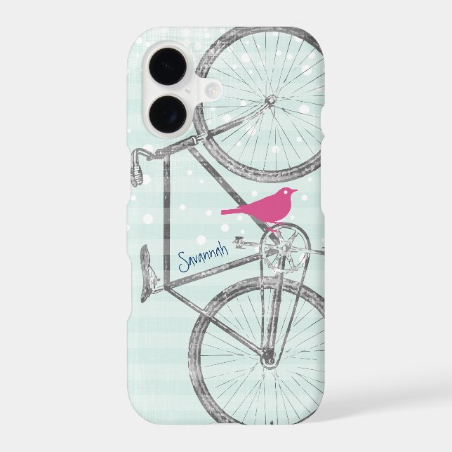 Vintage Bird Mint Green Bike Pattern (Back)