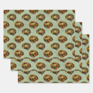 Vintage Bird Nests and Eggs Wrapping Paper Sheet