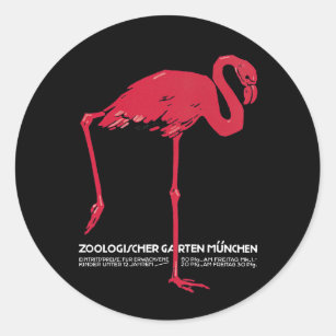 Vintage Bird Pink Flamingo at Germany Munich Zoo Classic Round Sticker