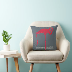 Vintage Bird Pink Flamingo at Germany Munich Zoo Cushion