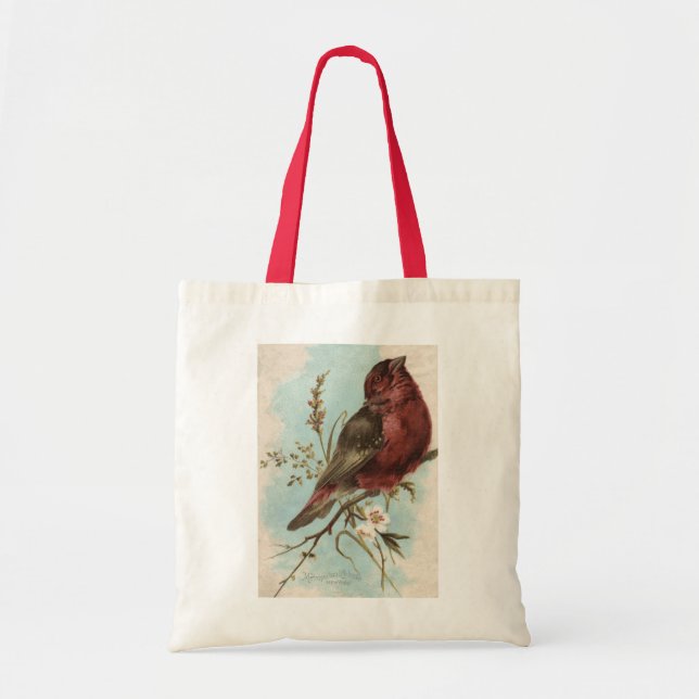 Vintage Bird Print Tote Bag (Front)