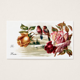 Vintage Bird Roses Gift Tag