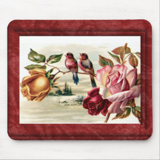 Vintage Bird Roses Mousepad
