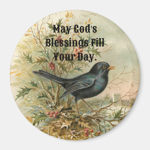 Vintage Bird Round Magnet