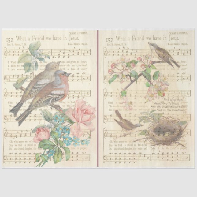 Vintage Bird Series Design 3 Tissue Paper (Front)