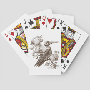 Vintage Bird Skeleton and Orchid Flowers Engraving Playing Cards