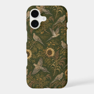 Vintage Bird & Sunflower Pattern Dark Green Bota