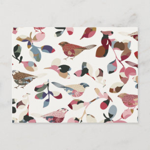 Vintage bird wallpaper postcard