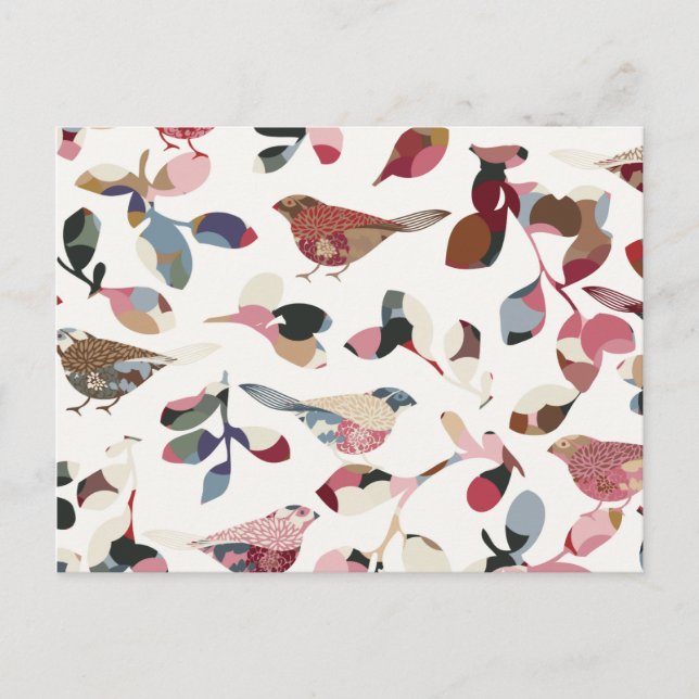 Vintage bird wallpaper postcard (Front)