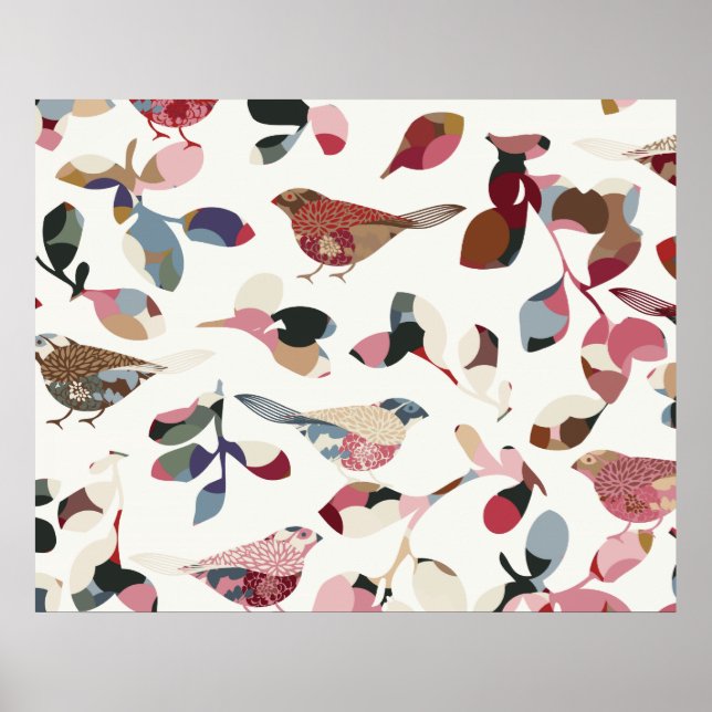 Vintage bird wallpaper poster (Front)