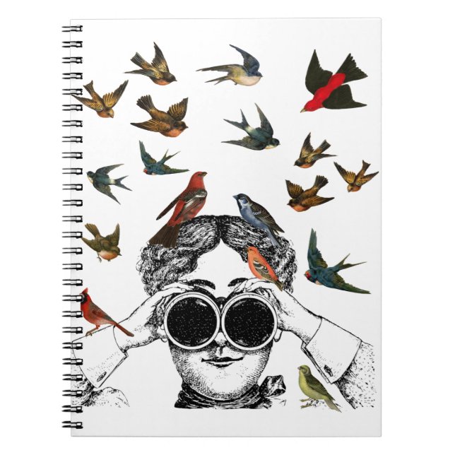 vintage bird watching gifts for twitchers, notebook (Front)
