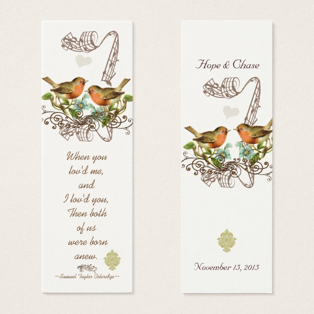 Vintage Bird Wedding Tags (Front & Back)