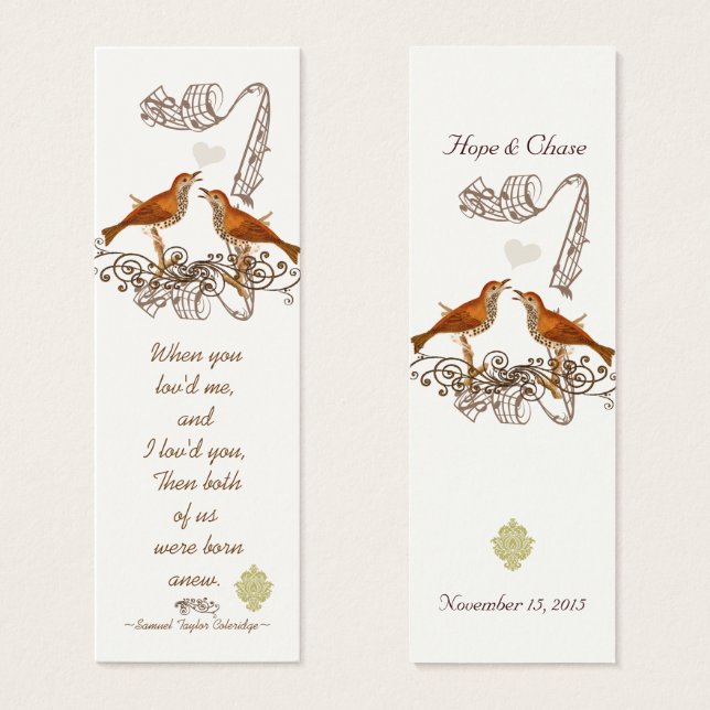 Vintage Bird Wedding Tags (Front & Back)
