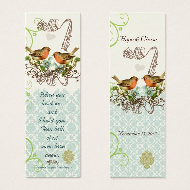 Vintage Bird Wedding Tags (Front & Back)