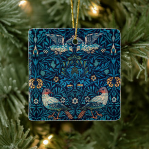 Vintage bird William Morris floral art Ceramic Ornament