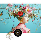 Vintage Birdcage Hat Floral Decoupage