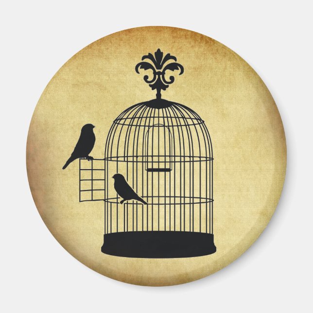 vintage birdcage stamp. magnet (Front)