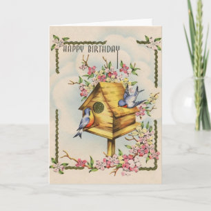 Vintage Birdhouse Birthday Card