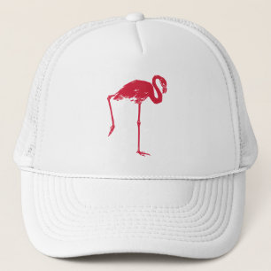 Vintage Birds, a Pink Flamingo with One Leg Up Trucker Hat