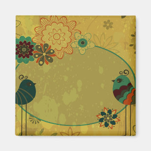 vintage birds and floral design magnet