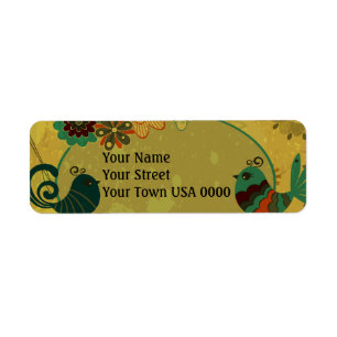 vintage birds and floral design return address label