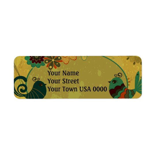 vintage birds and floral design return address label