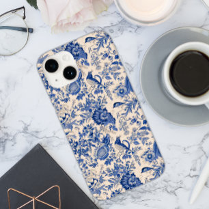 Vintage Birds and Flowers Blue Toile  iPhone 14 Case