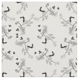 Vintage Birds and Squirrels Patter CUSTOM BG COLOR Fabric