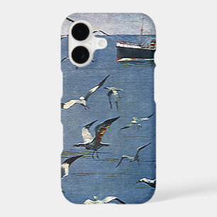 Vintage Birds Animals, Seagulls and Fishing Boats
