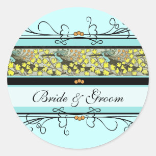 Vintage Birds Art Nourveau Wedding Stickers