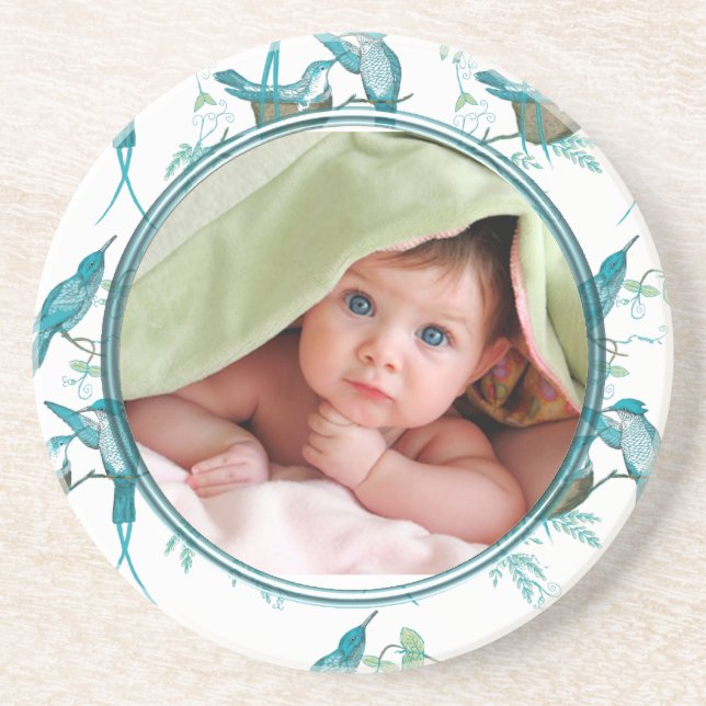 Vintage Birds Baby Photo Coasters (Front)