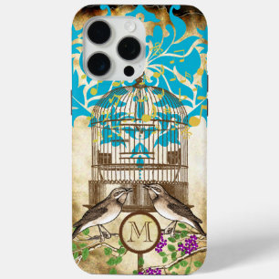 Vintage Birds Birdcage Cherry Blossom Damask iPhone 15 Pro Max Case