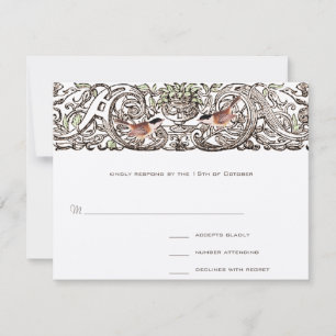 Vintage Birds Chickadee Scroll Work Response Card