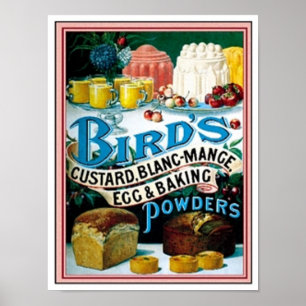 Vintage Birds Custard, Blanc-Mange Egg & Baking Po Poster