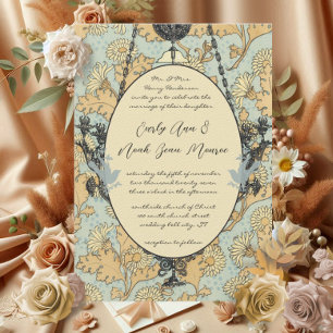 Vintage Birds Damask Chandelier Wedding Invitation