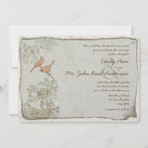 Vintage Birds Damask Wedding Invitations