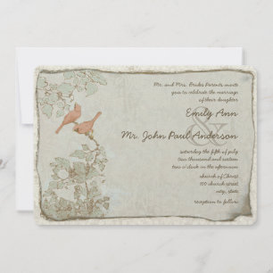 Vintage Birds Damask Wedding Invitations