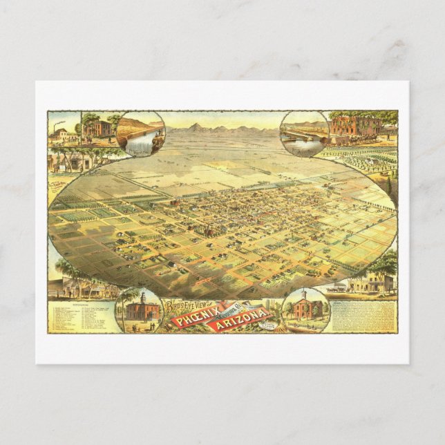 Vintage Bird's-Eye View of Phoenix, Arizona, Postcard (Front)