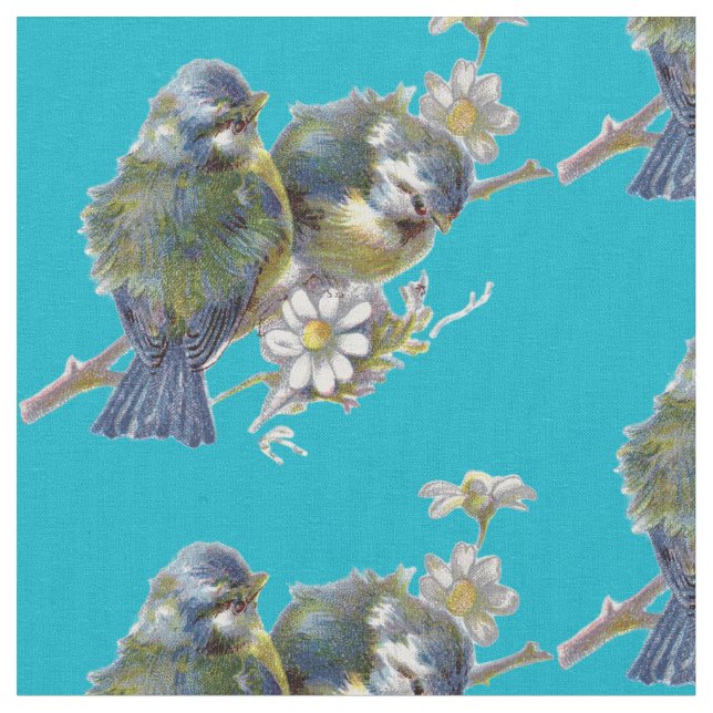 Vintage Birds Fabric (Close Up)