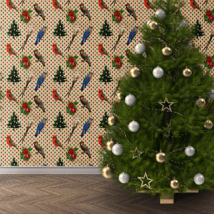 Vintage Birds For Christmas Wallpaper