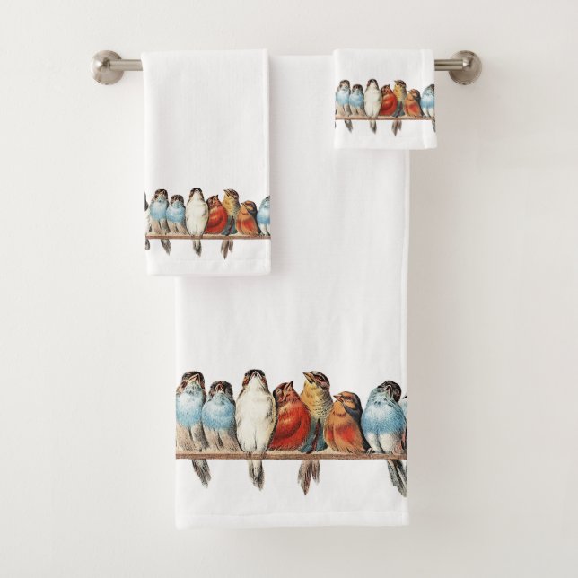 Vintage Birds French Country Cottage Bath Towel Set (Insitu)