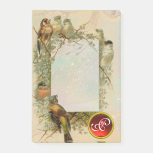 VINTAGE BIRDS GEM MONOGRAM POST-IT NOTES