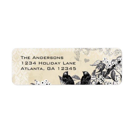 Vintage Birds Hand Drawn Flowers Labels