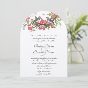 Vintage Birds Honeysuckle Purple & Pink Invitation